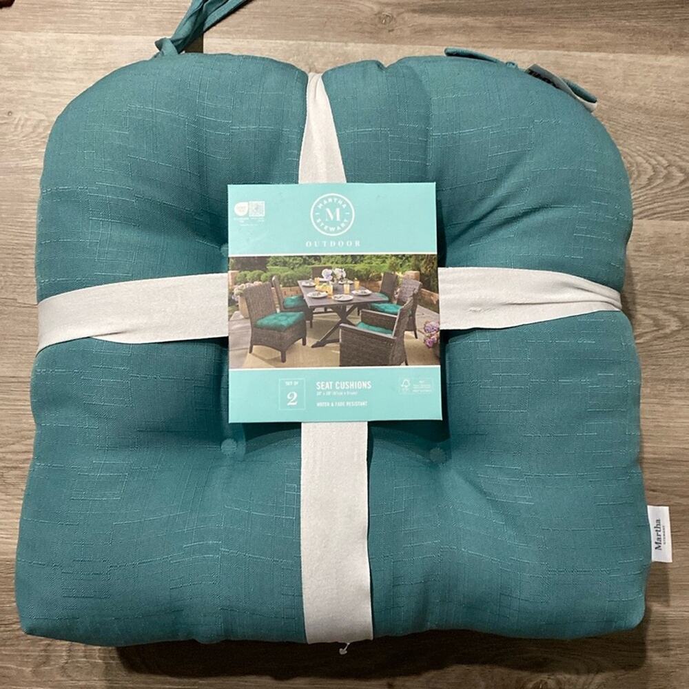 New‎ Martha Stewart Outdoor Living teal seat cushions for outdoor furniture